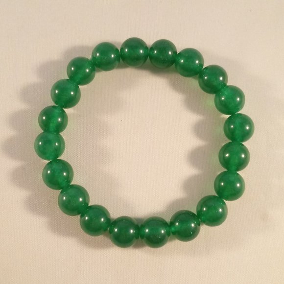 Natural 10mm Green Jade Round Gemstone Beads Stretch Bracelet 7.5'' Women's - Picture 3 of 3